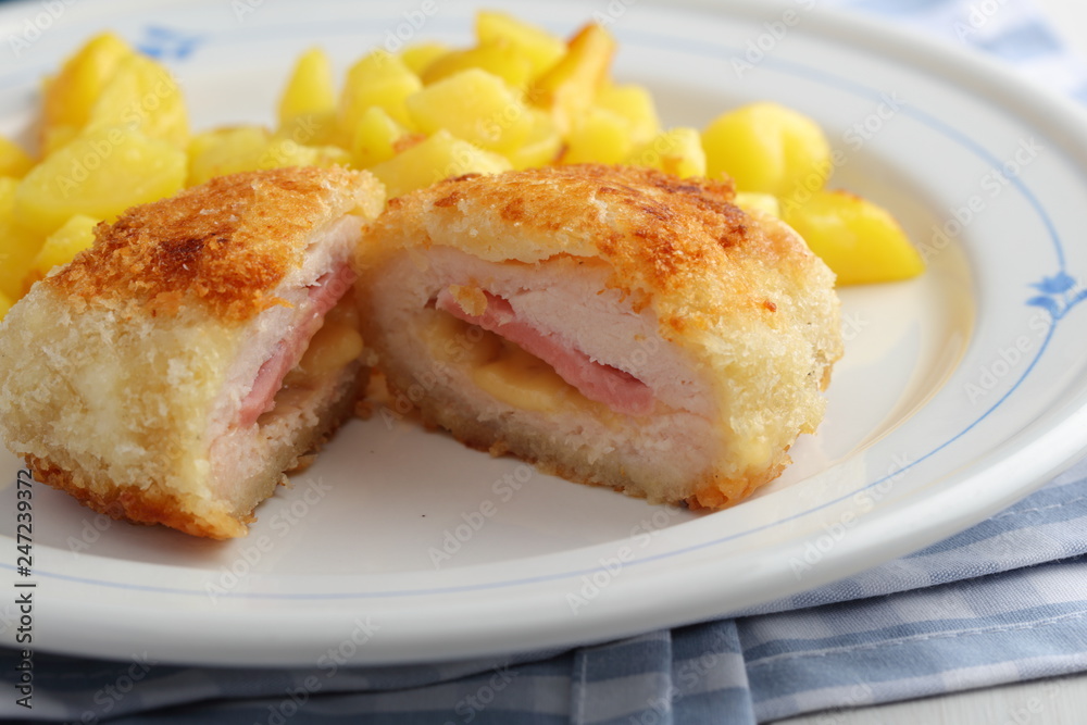 Schnitzel Cordon Bleu with potato