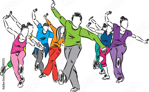 group of dancers fitness illustration (2)