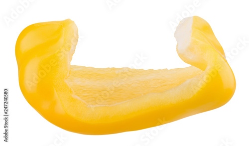 yellow pepper slice isolated on a white background