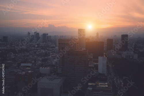 Mexico City  Mexico-10 December  2018  Panoramic view of Mexico City from the observation deck at the top of Latin American Tower  Torre Latinoamericana 