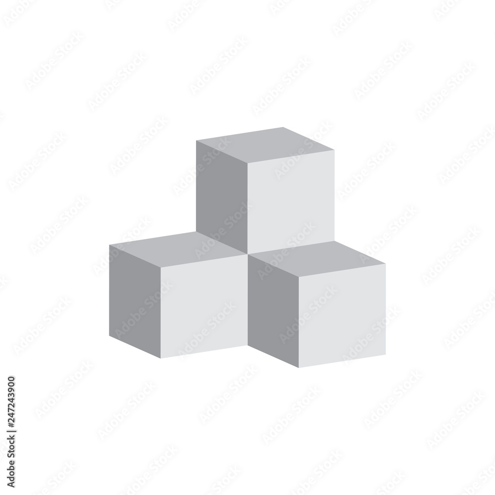 Cube icon, vector illustration in flat isometric 3D style. Cube icon, vector illustration in flat isometric 3D style.