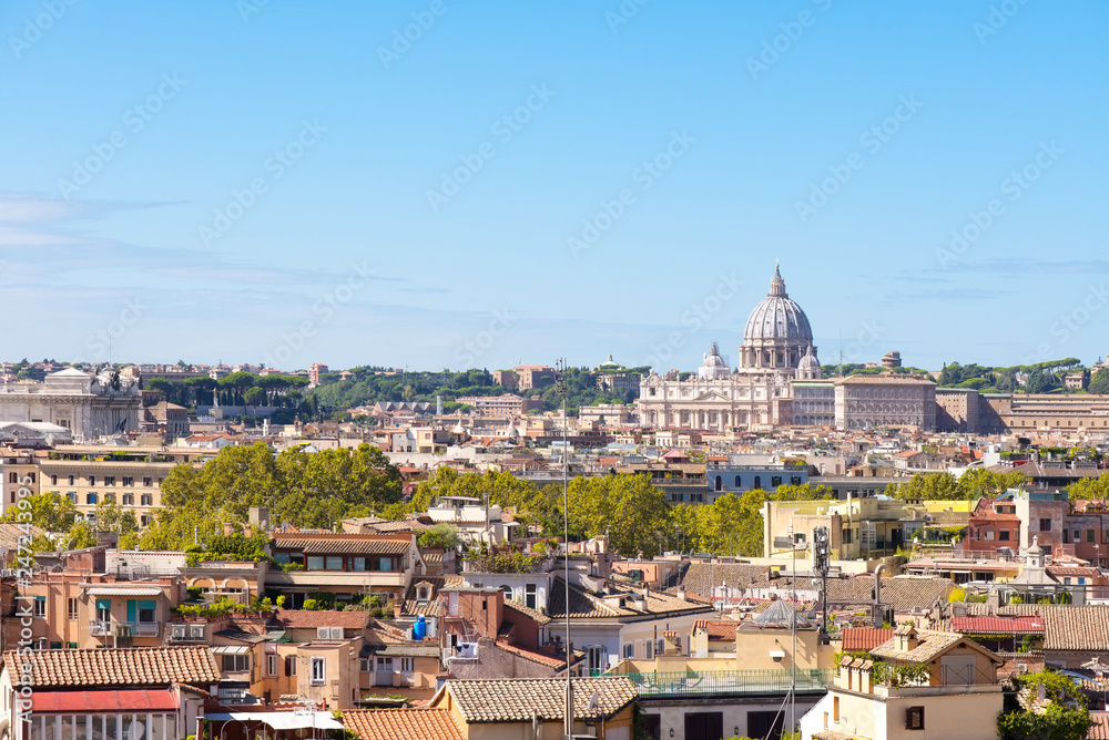 Aerial view of Rome with Saint Peter Basilica 