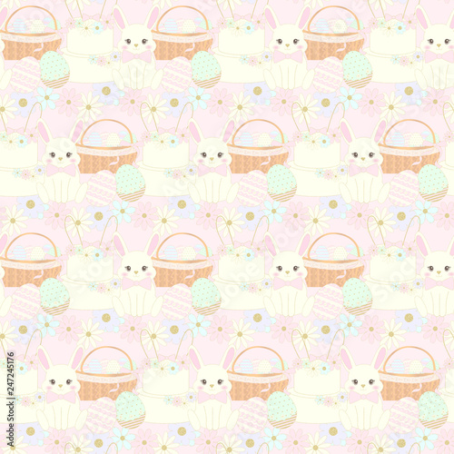 Easter Bunny and Eggs Seamless Pattern