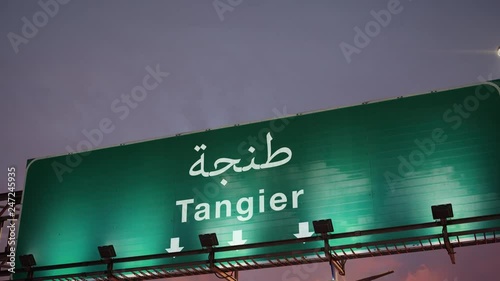 Airplane Landing Tangier during a wonderful sunrise