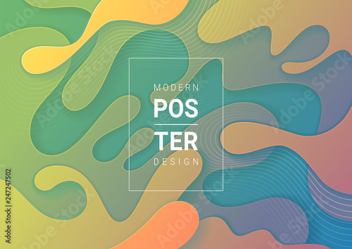 Liquid colorful modern background. Acid fluid gradient shapes. Contemporary futuristic design of poster. 3d abstract, vector.