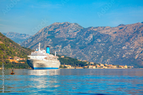 large cruise liner in the Kotor Bay 