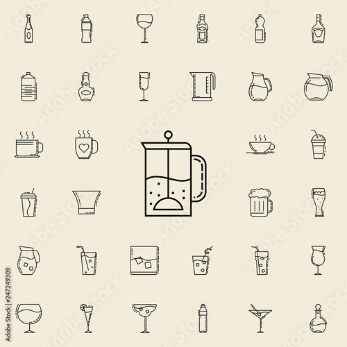 tea press dusk icon. Drinks & Beverages icons universal set for web and mobile