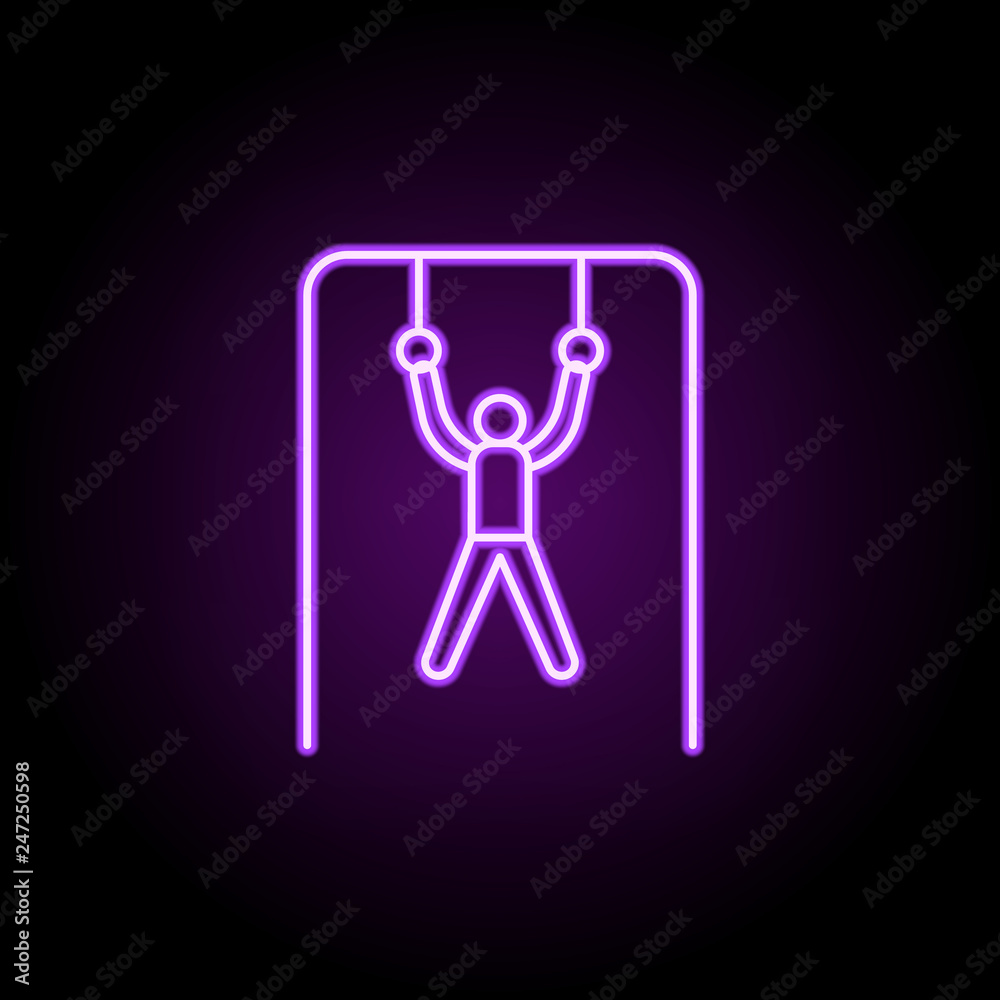 athlete on rings outline icon. Elements of Sport in neon style icons. Simple icon for websites, web design, mobile app, info graphics athlete on rings outline icon. Elements of Sport in neon style icons. Simple icon for websites, web design, mobile app, info graphics