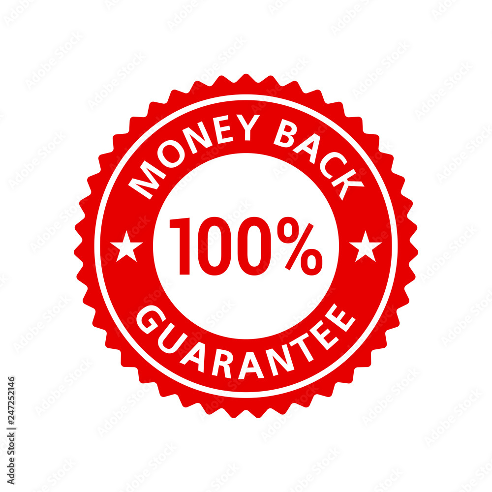 Money Back Guarantee icon sticker badge label black flat vector EPS 10
