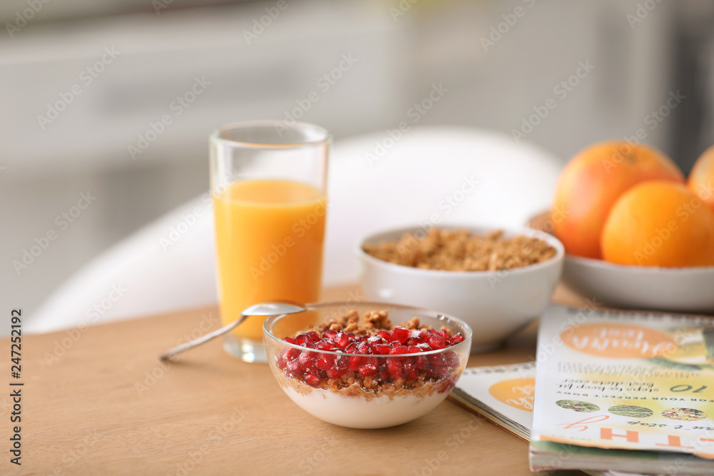 Healthy breakfast served on table at home. Fitness diet Healthy breakfast served on table at home. Fitness diet