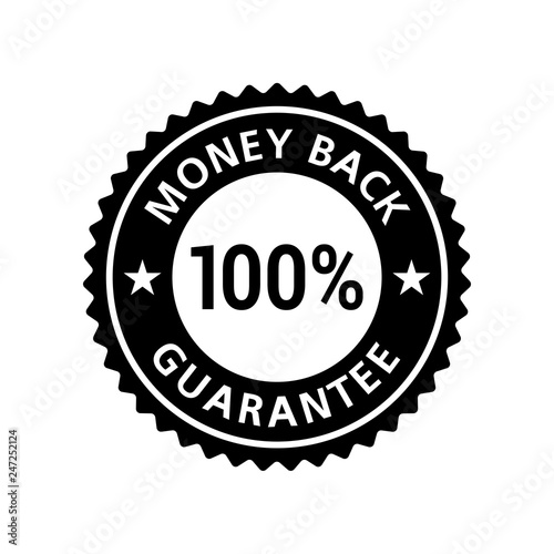Money Back Guarantee icon sticker badge label black flat vector EPS 10