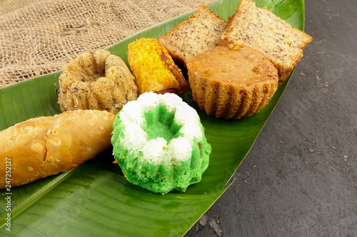 Variaties of traditional local Asian cake. photo