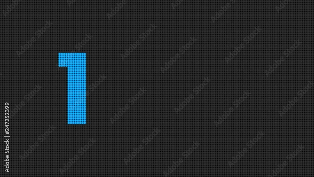 Led Screen Scrolling Numbers Counting Up 1 to 5 Color Blue