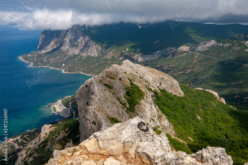 Beautiful view from the top of the mountain on the southern coast of Crimea