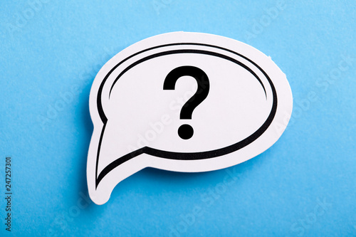 Question Mark Speech Bubble Isolated On Blue