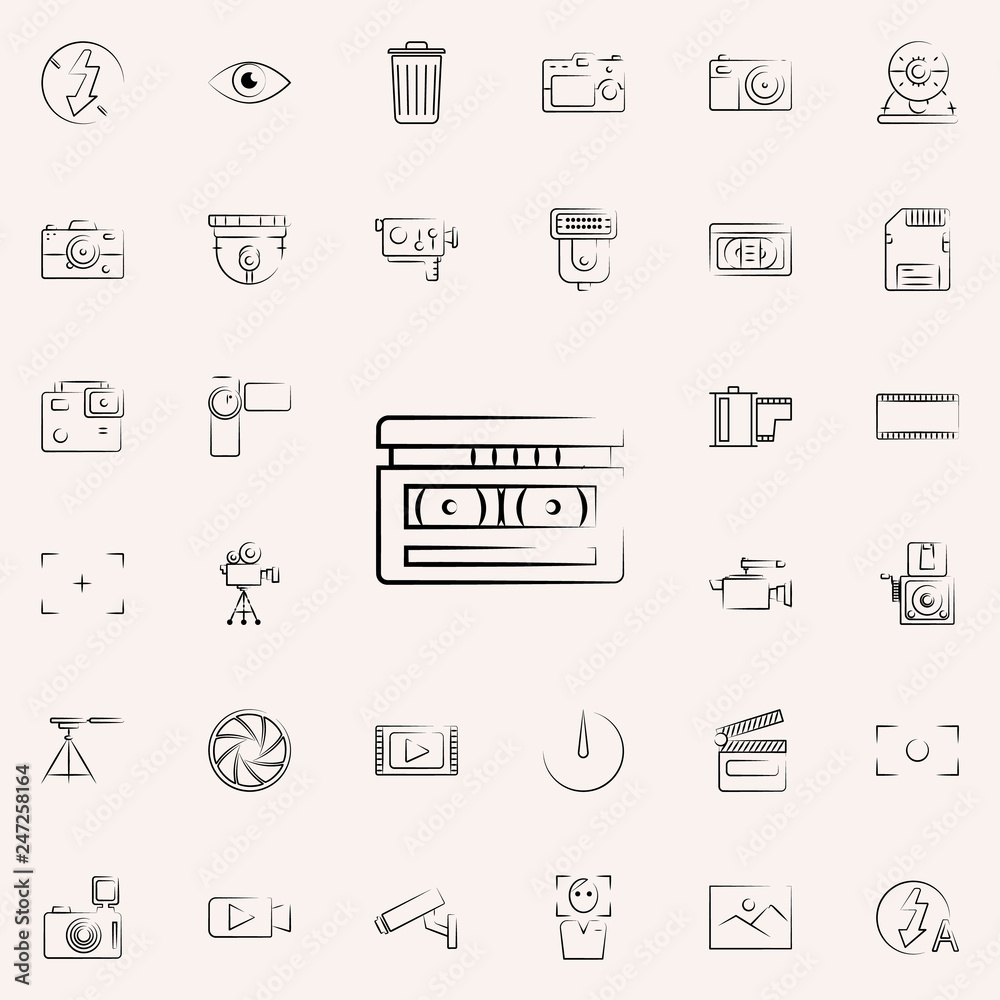 video cassette outine icon. Photo and camera icons universal set for web and mobile video cassette outine icon. Photo and camera icons universal set for web and mobile