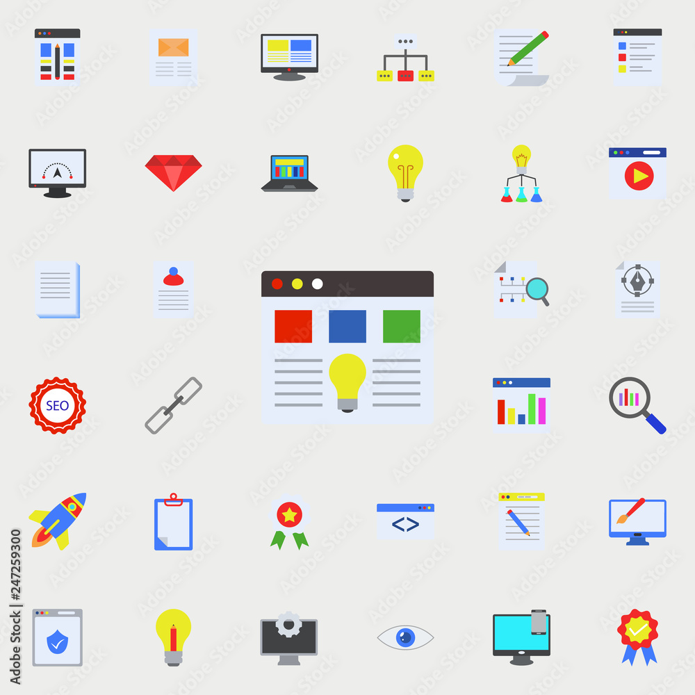 ideological site colored icon. Programming sticker icons universal set for web and mobile