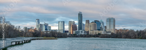 Panoramic View of Townlake River With Downtown Austin in the Background