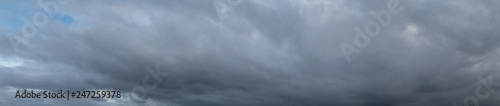 Panoramic View of Dark Storm Clouds During a Winder Day