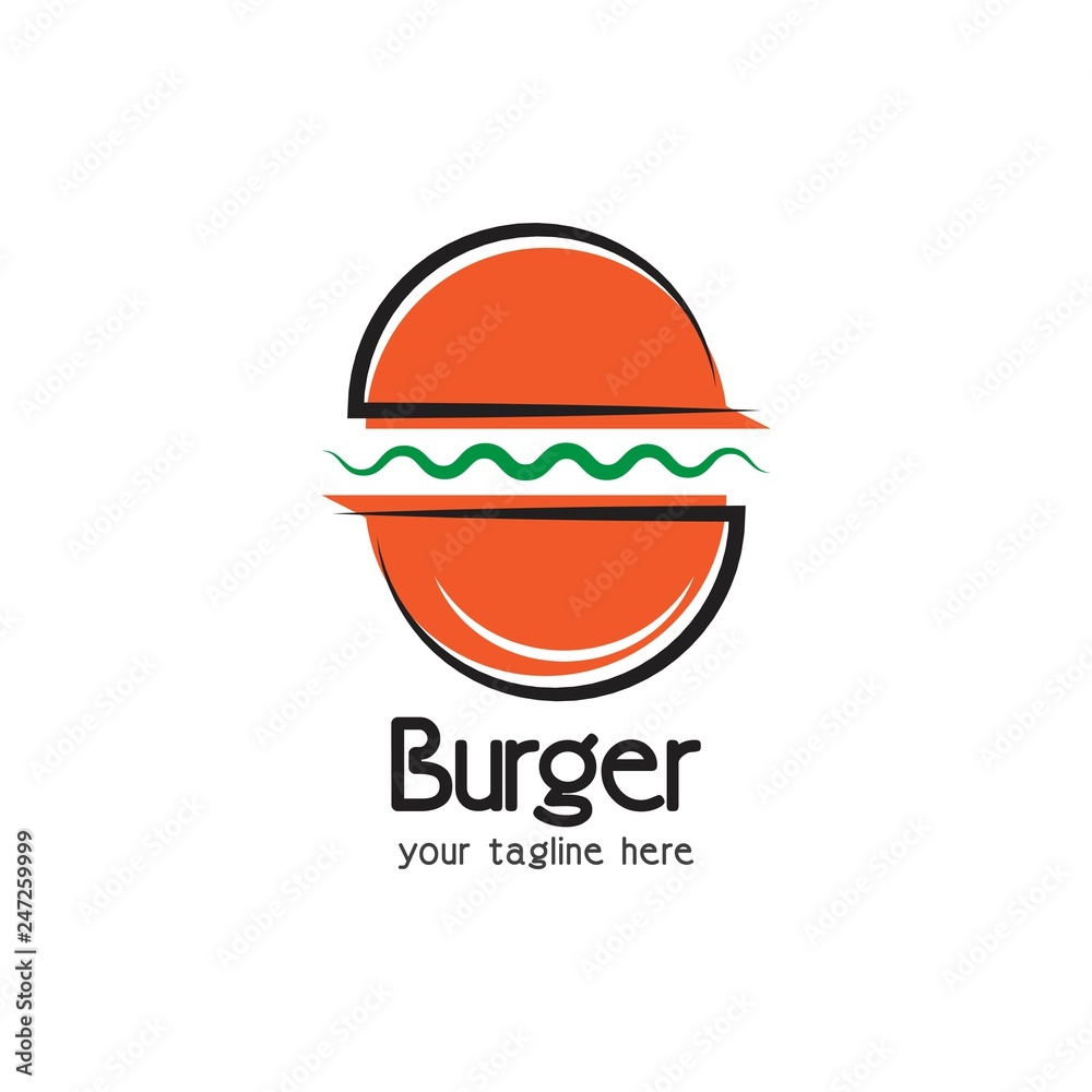 Fototapeta premium Burger and festival logo design vector template