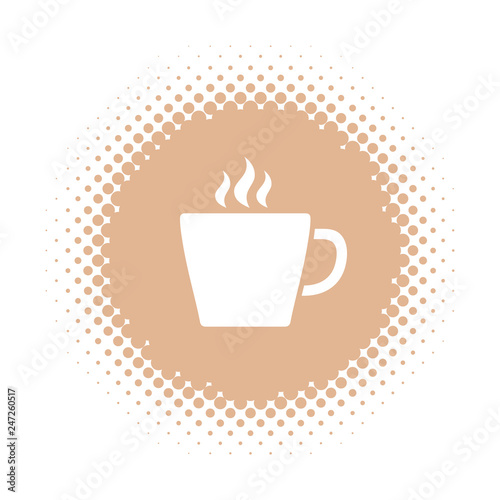 Coffee cup icon on half tone round shape
