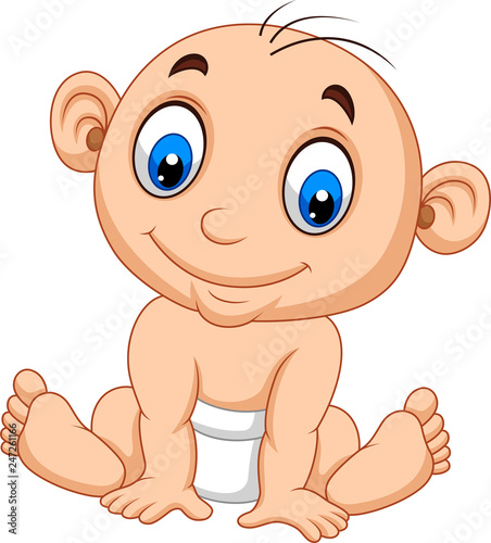 Cartoon baby boy sitting