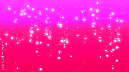 Pink Shiny hearts particles Background 4k animation