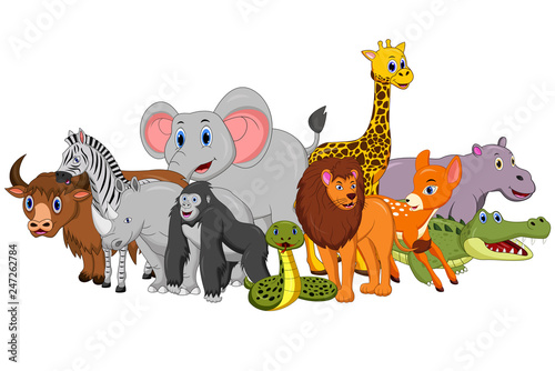 Happy safari animal cartoon