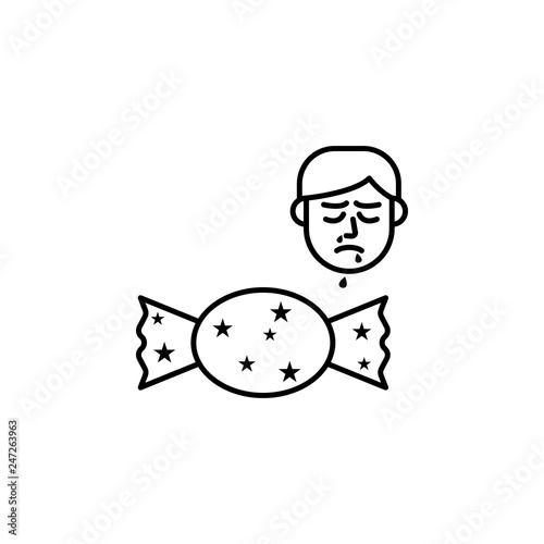 Candy, allergic face icon. Element of problems with allergies icon. Thin line icon for website design and development, app development. Premium icon