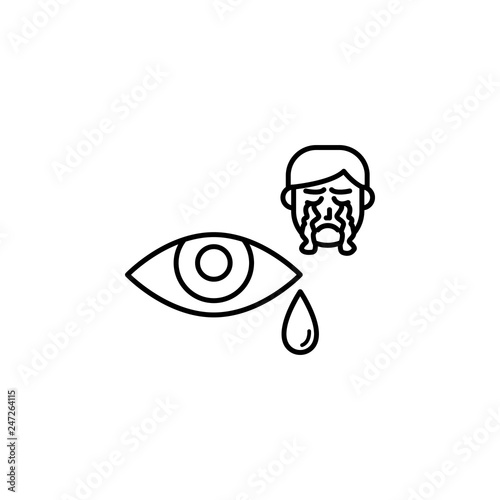 Cry, eye, tear, allergic face icon. Element of problems with allergies icon. Thin line icon for website design and development, app development. Premium icon