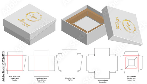 Box packaging die cut template design. 3d mock-up