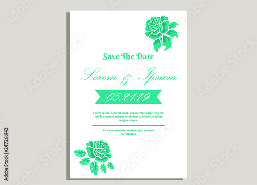 weeding invitation 10  romantic style with rose flower  and monstera background