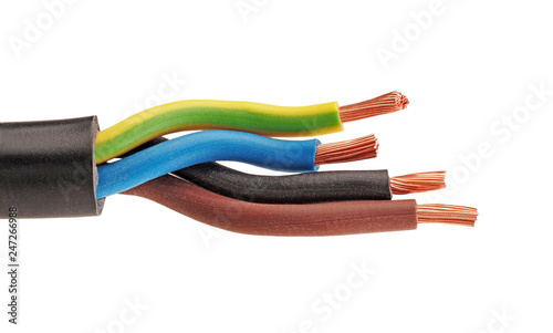Copper electric wire isolated on a white background. cable