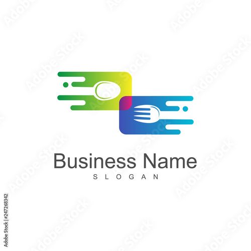 Food Delivery Logo, Fast Food Service Logo, Spoon And For Restaurant Logo