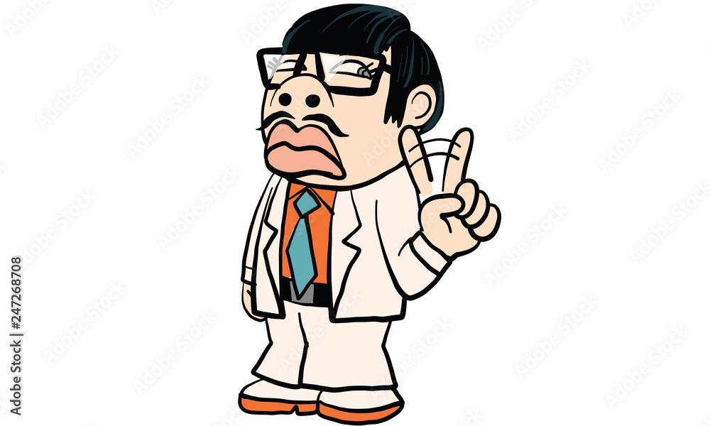 man wear white suite cartoon in action, vector man wear white suite cartoon in action, vector