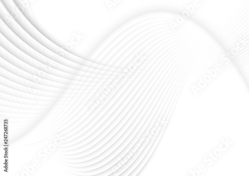 Grey white smooth refracted waves abstract background