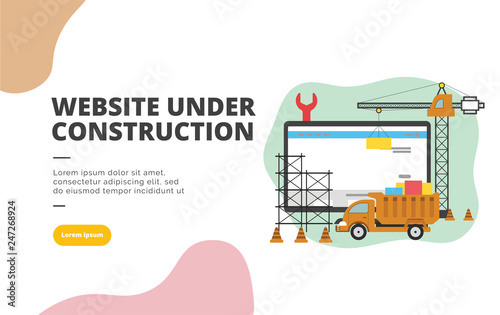 Website Under Construction flat design banner illustration concept for digital marketing and business promotion