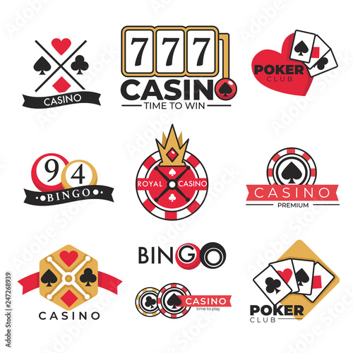Casino club gambling poker and bingo isolated icons