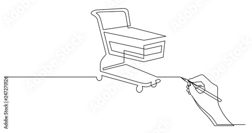 hand drawing business concept sketch of shopping cart