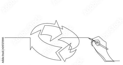 hand drawing business concept sketch of turning arrows