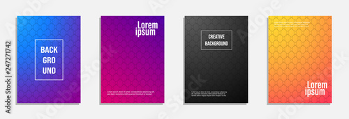 Colorful and modern cover design. Set of geometric pattern background