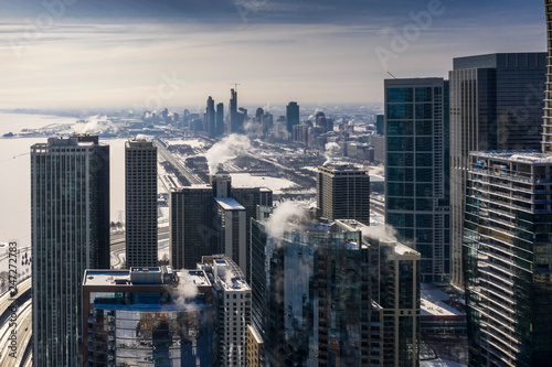 Winter panorama of Chicago.