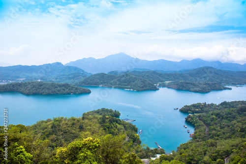A magnificent scenery of Sun Moon Lake from the Ci-en Pagoda, Nantou, Taiwan. © FotoGraphic
