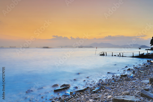 Amazing sea sunset. at sandy bay photo