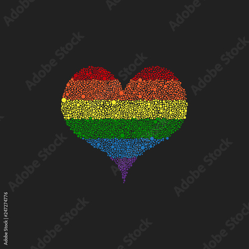 Lgbt dots  bubbles heart background card frame.