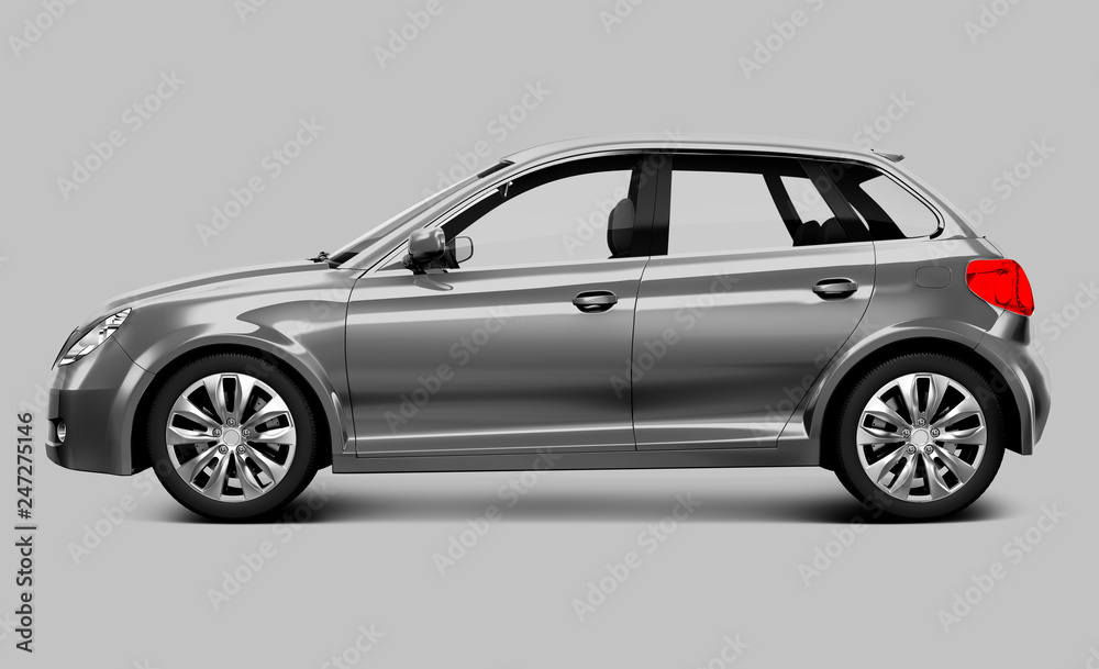 Obraz premium Metallic grey hatchback car
