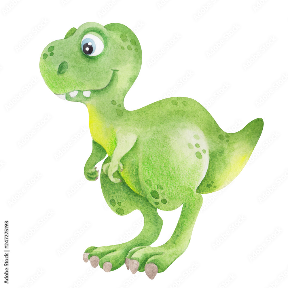 Fototapeta premium Akwarela ilustracja z uroczym dinozaurem