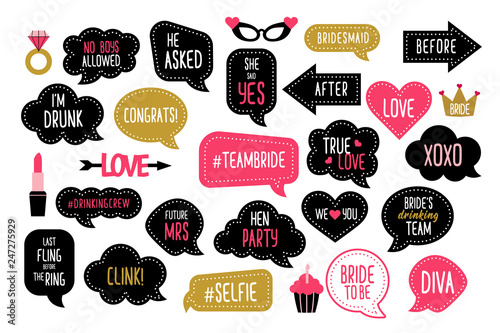 Wedding and bachelorette party photo booth props set