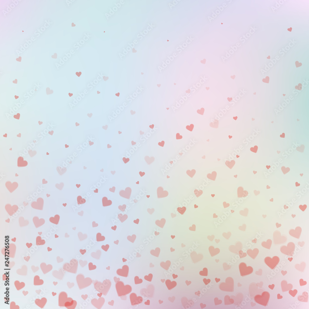 Red heart love confettis. Valentine's day gradient