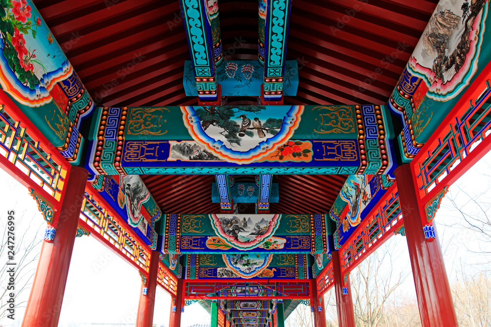 Obraz premium Stained wood building structure